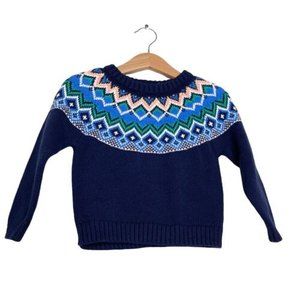Old Navy Kids Crew Neck Fair Isle Sweater Size 18-24 M Color Navy